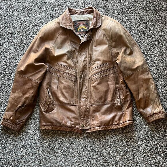 Wilsons Leather Other - Vintage Wilsons Leather Adventure Bound Genuine Leather Jacket Mens L Distressed
